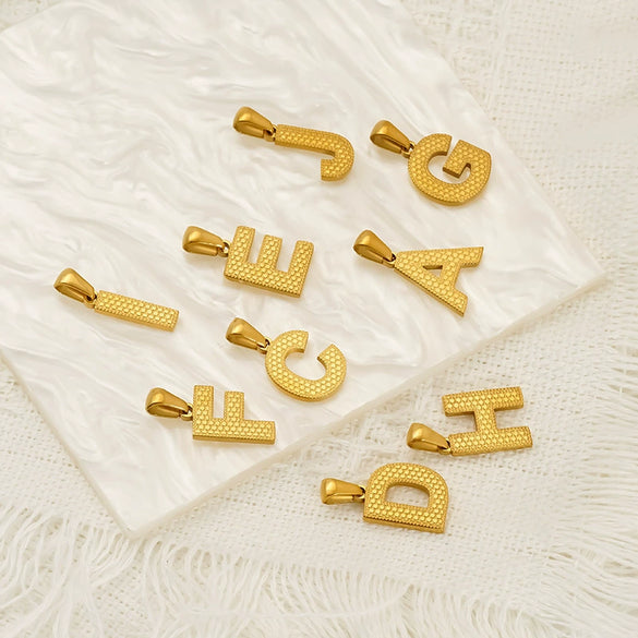 Wholesale Female Gold Electroplated Titanium Steel Pendant With Letter Number Text Design