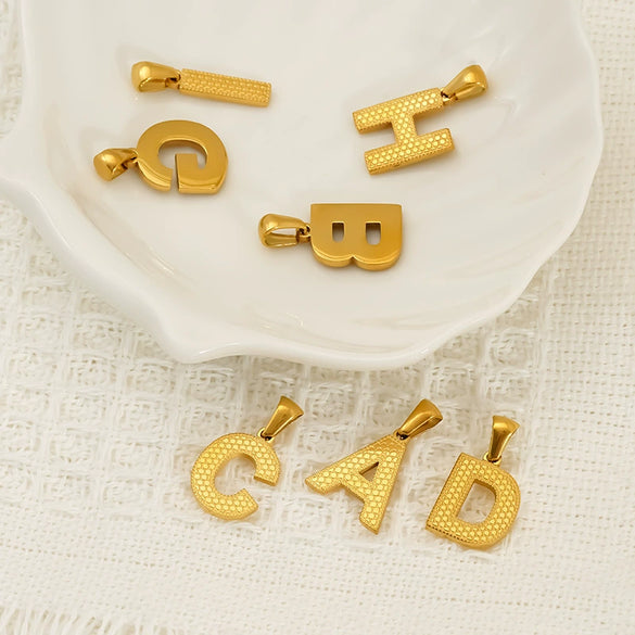 Wholesale Female Gold Electroplated Titanium Steel Pendant With Letter Number Text Design