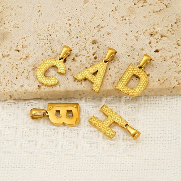 Wholesale Female Gold Electroplated Titanium Steel Pendant With Letter Number Text Design