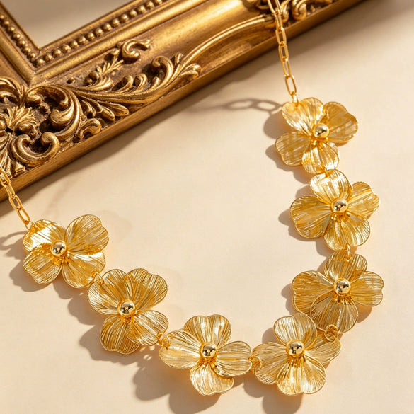 Wholesale Female Gold Zinc Alloy Flower Waist Chain Fashionable Versatile Dress Waist Accessory