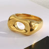 Wholesale Female Hand Jewelry Stainless Steel Electroplated 18K Geometric Hollow Long Bread Ring Light Luxury Style