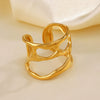 Wholesale Female Hip Hop Personality Opening Adjustable Irregular Shaped Stainless Steel Gold Plated Ring With Geometric Pattern