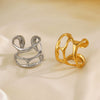 Wholesale Female Hip Hop Personality Opening Adjustable Irregular Shaped Stainless Steel Gold Plated Ring With Geometric Pattern