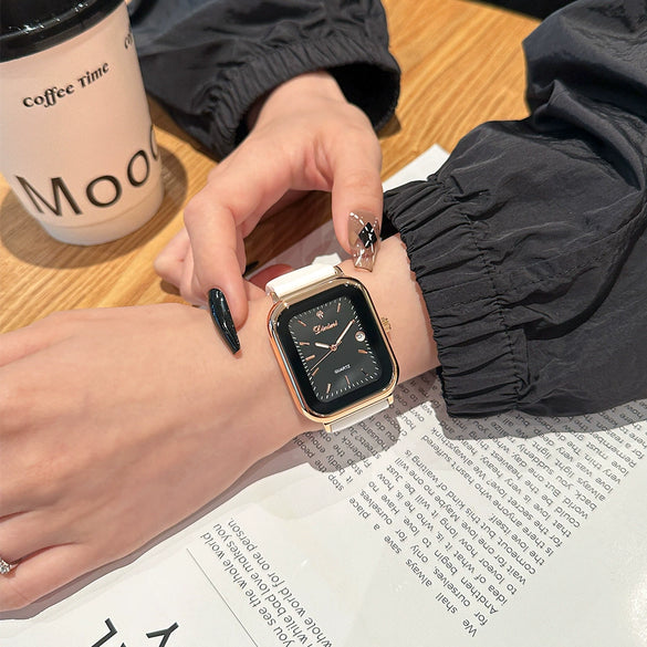 Wholesale Female Leisure Rectangular Quartz Watch With Alloy Case And Silicone Band