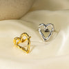 Wholesale Female Light Luxury Hammer Pattern Heart Shape Titanium Steel Gold Plated Ring