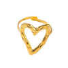Wholesale Female Light Luxury Hammer Pattern Heart Shape Titanium Steel Gold Plated Ring