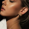 Wholesale Female Niche Fashion Simple High End Flower Shaped Zircon Stainless Steel Earrings With Electroplating