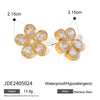 Wholesale Female Niche Fashion Simple High End Flower Shaped Zircon Stainless Steel Earrings With Electroplating