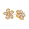 Wholesale Female Niche Fashion Simple High End Flower Shaped Zircon Stainless Steel Earrings With Electroplating