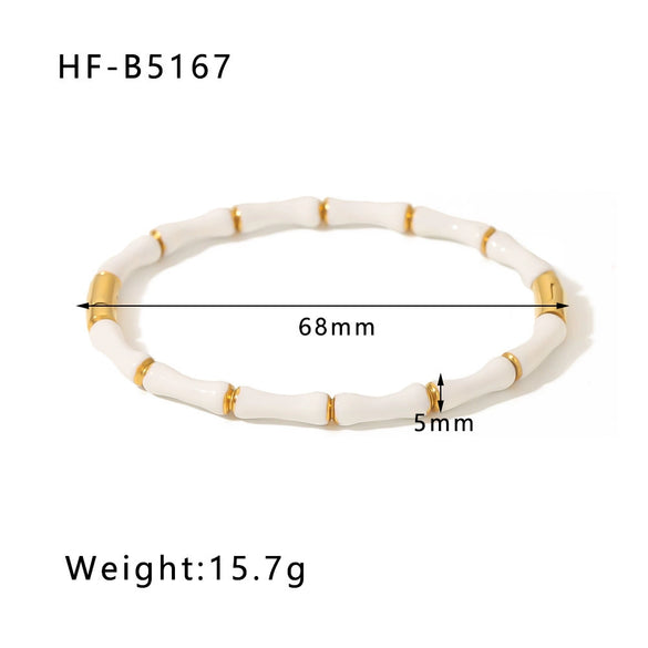 Wholesale Female Open C Shaped Titanium Steel And Stainless Steel Bamboo Bracelet With Electroplating Treatment
