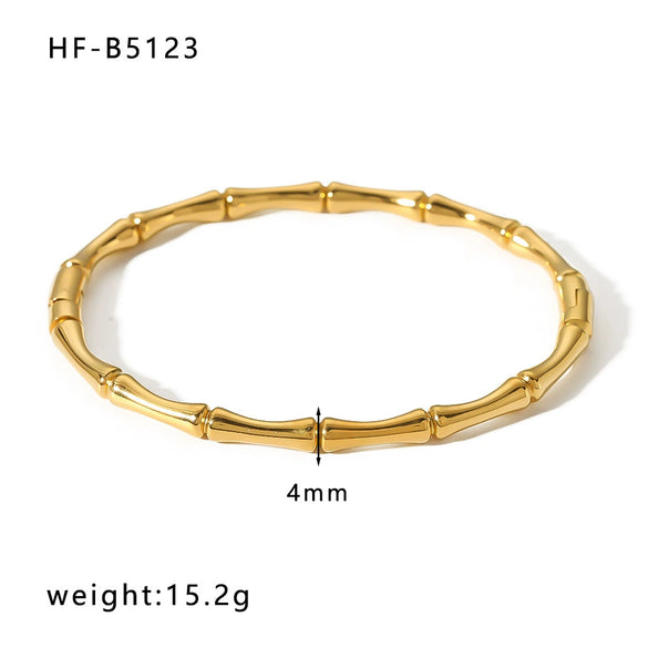 Wholesale Female Open C Shaped Titanium Steel And Stainless Steel Bamboo Bracelet With Electroplating Treatment