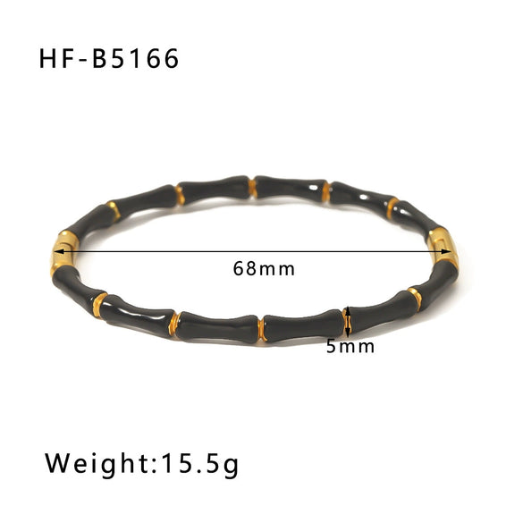 Wholesale Female Open C Shaped Titanium Steel And Stainless Steel Bamboo Bracelet With Electroplating Treatment