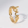 Wholesale Female Open Ring In Titanium Steel And Stainless Steel With Letter Love Design And Electroplating Treatment