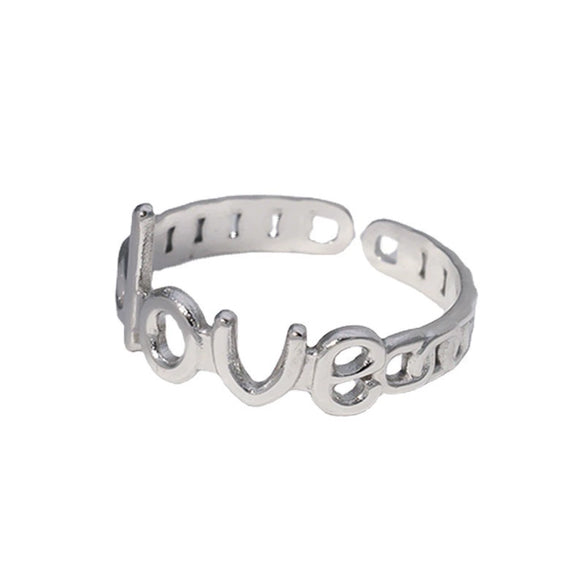 Wholesale Female Open Ring In Titanium Steel And Stainless Steel With Letter Love Design And Electroplating Treatment