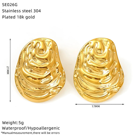 Wholesale Female Oval Irregular Geometric Titanium Steel And Stainless Steel Electroplated Earrings