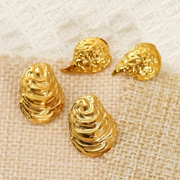 Wholesale Female Oval Irregular Geometric Titanium Steel And Stainless Steel Electroplated Earrings