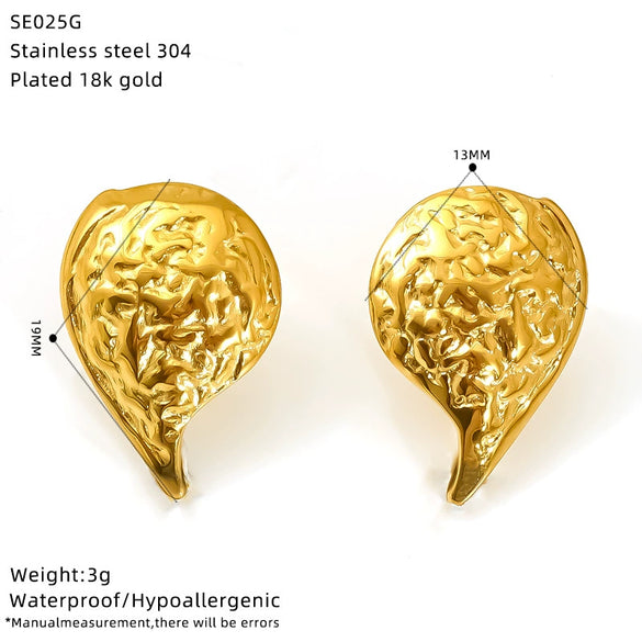 Wholesale Female Oval Irregular Geometric Titanium Steel And Stainless Steel Electroplated Earrings