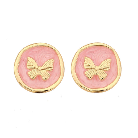 Wholesale Female Retro Butterfly Ear Studs In Medieval Style With Dripping Oil Process And Stainless Steel Material
