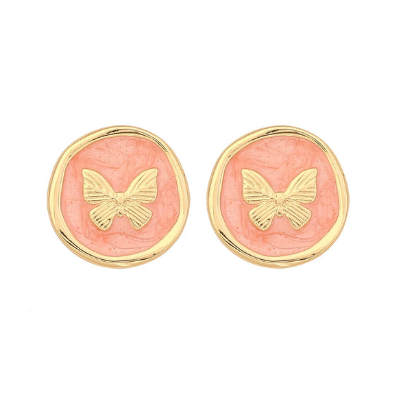 Wholesale Female Retro Butterfly Ear Studs In Medieval Style With Dripping Oil Process And Stainless Steel Material