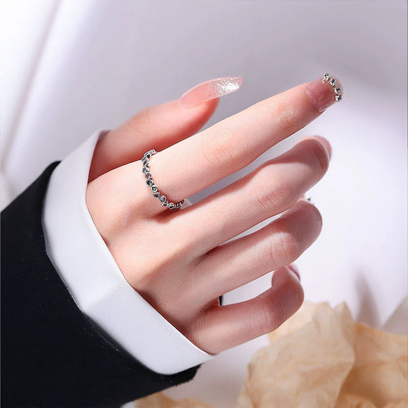 Wholesale Female Retro Geometric Copper Zircon Ring With Electroplating