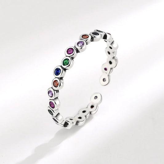Wholesale Female Retro Geometric Copper Zircon Ring With Electroplating