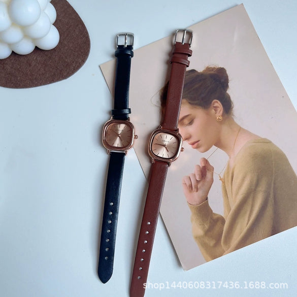 Wholesale Female Retro Square Alloy Case Ordinary Glass Mirror Leisure Student Watch