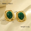 Wholesale Female Retro Style Oval Tiger Eye Stone Stainless Steel 18K Electroplated Earrings