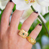 Wholesale Female Ring Stainless Steel 18K Gold Plated Zircon Green Malachite Lava Square Geometric Design