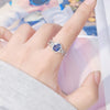 Wholesale Female S925 Sterling Silver Natural Sapphire Geometric Ring Set With Gemstones Light Luxury Style