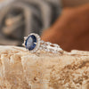 Wholesale Female S925 Sterling Silver Natural Sapphire Geometric Ring Set With Gemstones Light Luxury Style