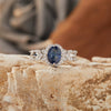 Wholesale Female S925 Sterling Silver Natural Sapphire Geometric Ring Set With Gemstones Light Luxury Style