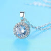 Wholesale Female Simulation Mo Diamond Necklace With Copper Round Pendant Full Drill And Geometric Styling