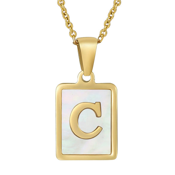 Wholesale Female 316L Stainless Steel And 316L Stainless Steel Letter Pendant Necklace With Cross Chain And Electroplating Treatment