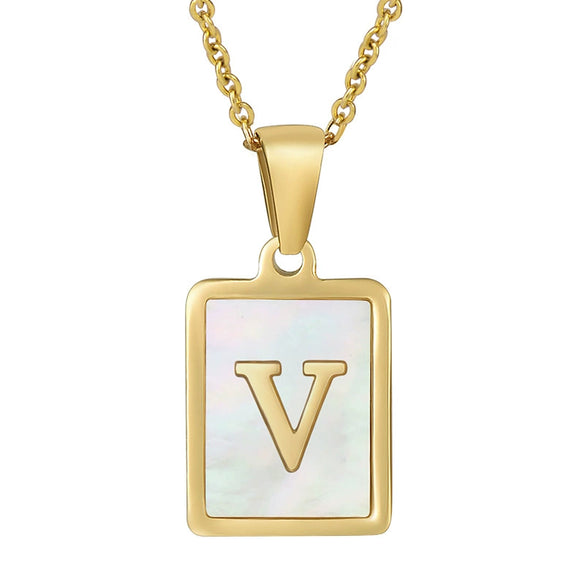 Wholesale Female 316L Stainless Steel And 316L Stainless Steel Letter Pendant Necklace With Cross Chain And Electroplating Treatment