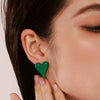 Wholesale Female Stainless Steel Heart Earrings With Glazed Peach Design Pvd Electroplating