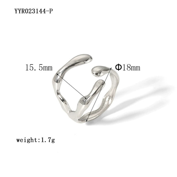 Wholesale Female Stainless Steel Ring With Geometric Pattern 18K Gold Non Fading Electroplated Niche And Personalized