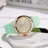 Wholesale Female Students' Fashion Silicone Watch With Rhinestones Round Dial And Sapphire Crystal Glass Mirror Luxury Leisure Style