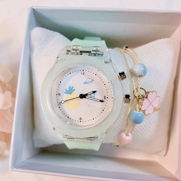 Wholesale Female Students Jelly Quartz Silicone Plastic Watch With Luminous Feature And Round Dial