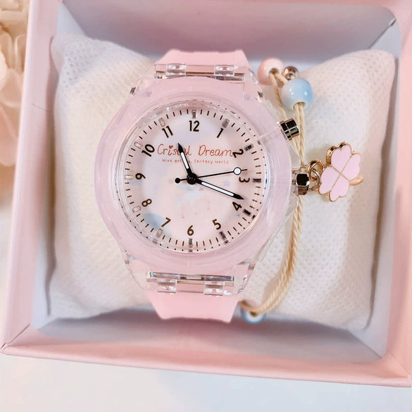 Wholesale Female Students Jelly Quartz Silicone Plastic Watch With Luminous Feature And Round Dial