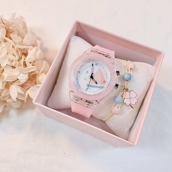 Wholesale Female Students Jelly Quartz Silicone Plastic Watch With Luminous Feature And Round Dial