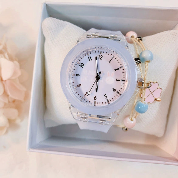 Wholesale Female Students Jelly Quartz Silicone Plastic Watch With Luminous Feature And Round Dial