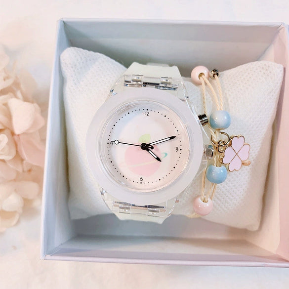 Wholesale Female Students Jelly Quartz Silicone Plastic Watch With Luminous Feature And Round Dial