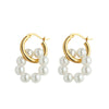 Wholesale Female Temperament Light Luxury Titanium Steel Vacuum Plated 18K Gold Handmade Freshwater Pearl Crown Earrings