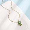 Wholesale Female Titanium Steel And Copper Ochain Necklace With Microinlaid Zircon Rotating Flower Pendant Light Luxury Style Electroplating Treatment