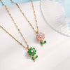 Wholesale Female Titanium Steel And Copper Ochain Necklace With Microinlaid Zircon Rotating Flower Pendant Light Luxury Style Electroplating Treatment