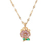 Wholesale Female Titanium Steel And Copper Ochain Necklace With Microinlaid Zircon Rotating Flower Pendant Light Luxury Style Electroplating Treatment