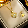 Wholesale Female Titanium Steel Heart Shaped Opening And Closing Necklace With Heart Shaped Pendant And Typing Diamond Treated Clavicle O Chain Jewelry