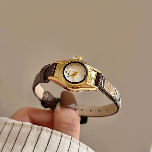Wholesale Female Watch Metal Imitation Leather Strap Round Dial Fashion Simple Style
