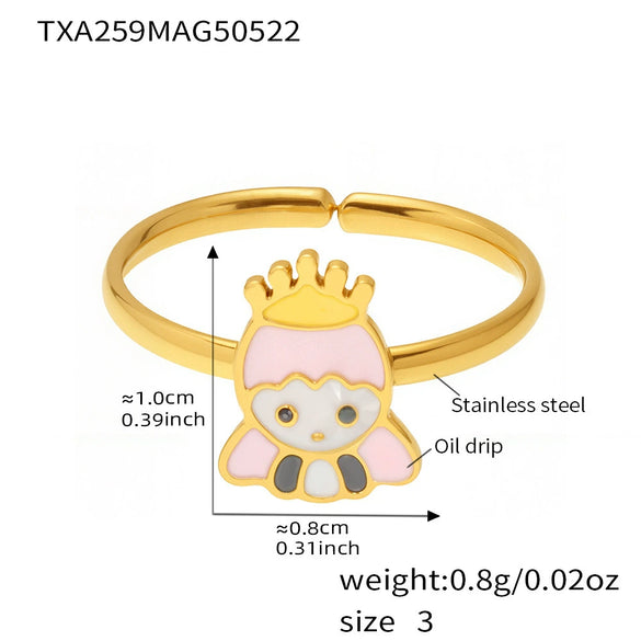 Wholesale Ferris Wheel Cartoon Girl Princess Design Stainless Steel And Titanium Steel Electroplated Jewelry Set For Children And Unisex