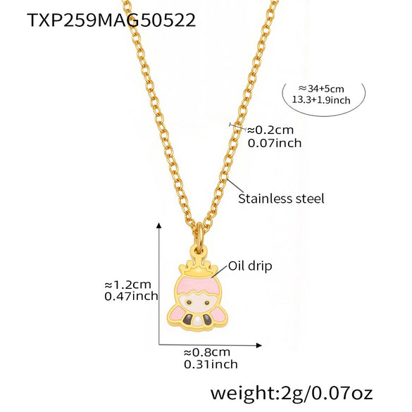 Wholesale Ferris Wheel Cartoon Girl Princess Design Stainless Steel And Titanium Steel Electroplated Jewelry Set For Children And Unisex